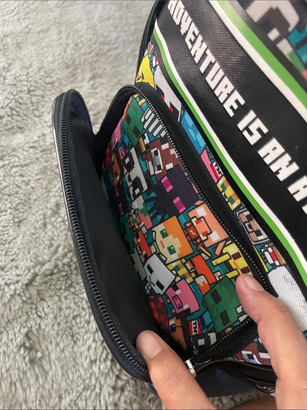 Minecraft Kids Green Creeper-Themed Mini Backpack - 'Adventure Is An Attitude'